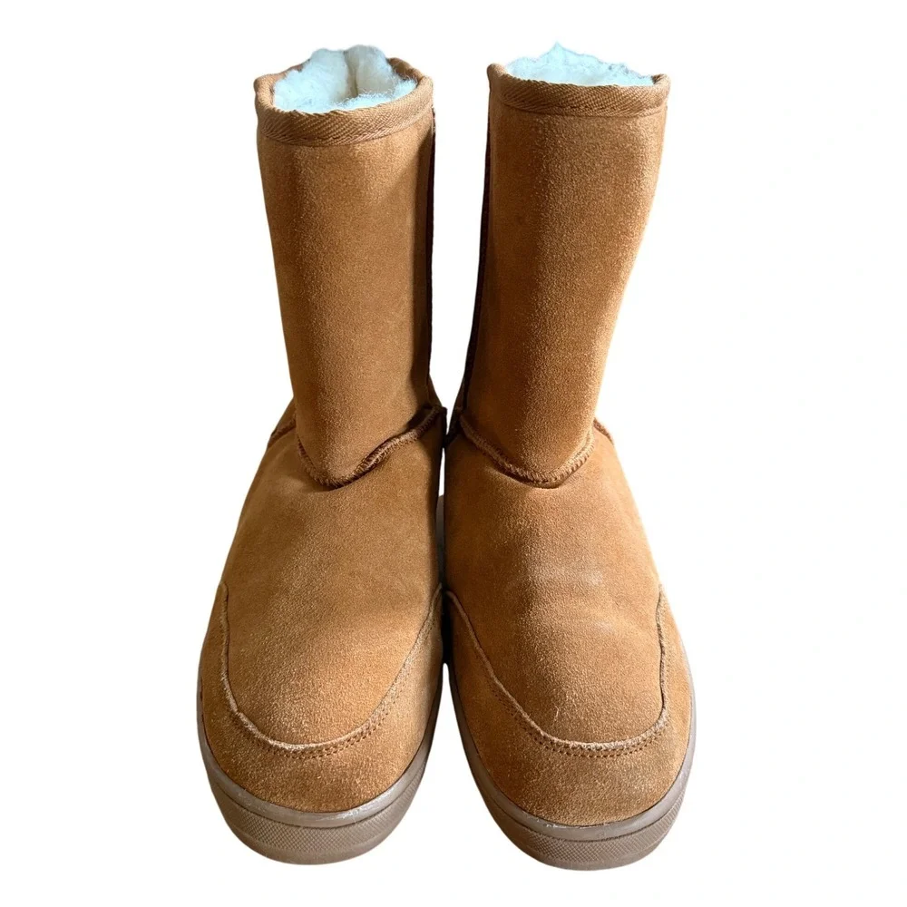 Plymouth Mocs Womens Tan Suede Sheepskin Lined Winter Boots Size 9‎ L9 Chestnut
